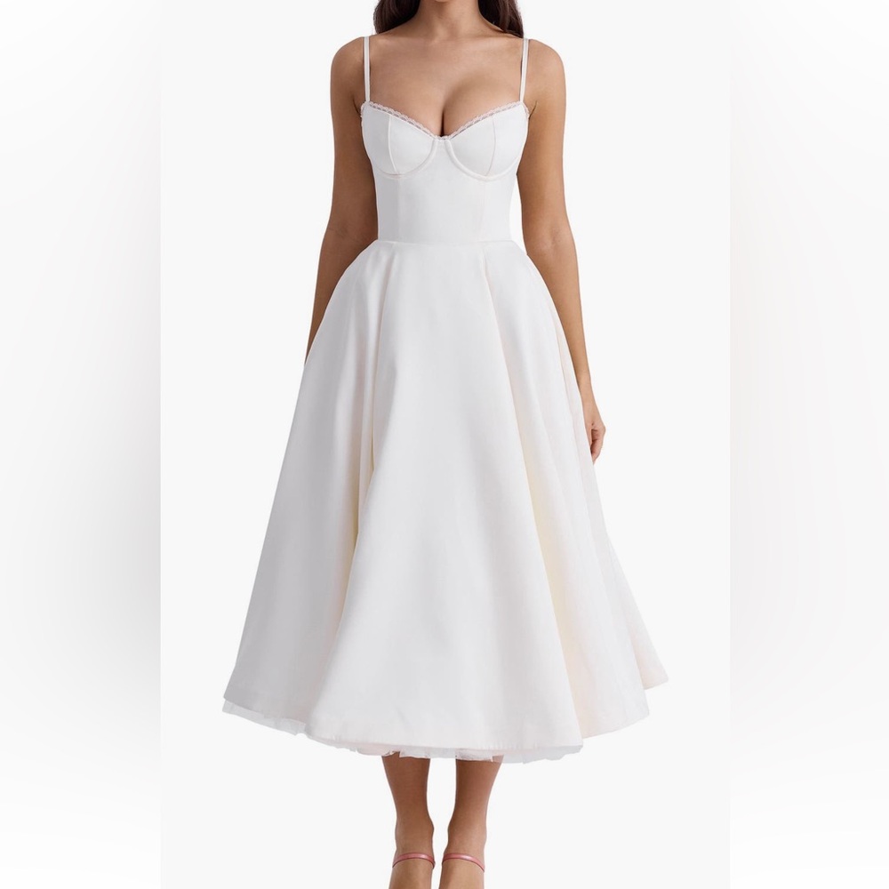House of CB MADEMOISELLE White Tulle Midi Dress